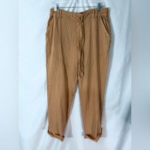 Sincerely Jules Pegged Camel Pants With Elastic Waist, Pockets And Buttoned Cuff
